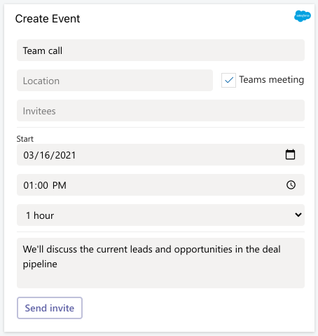 Meeting invite form