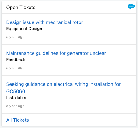 Open Salesforce tickets Card