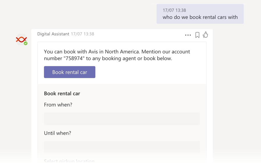 Form completion in Microsoft Teams
