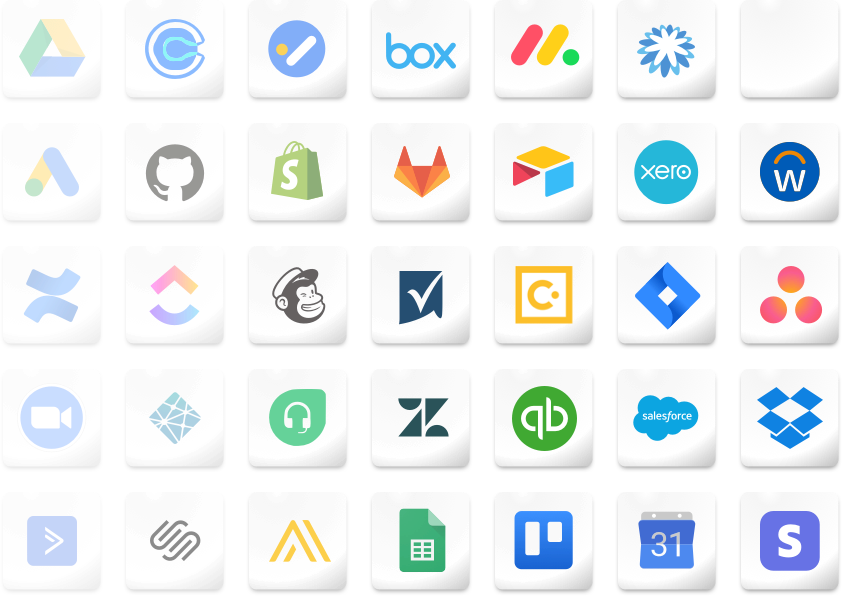Grid view of available app icons