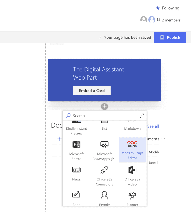 Digital Assistant Web Part for SharePoint