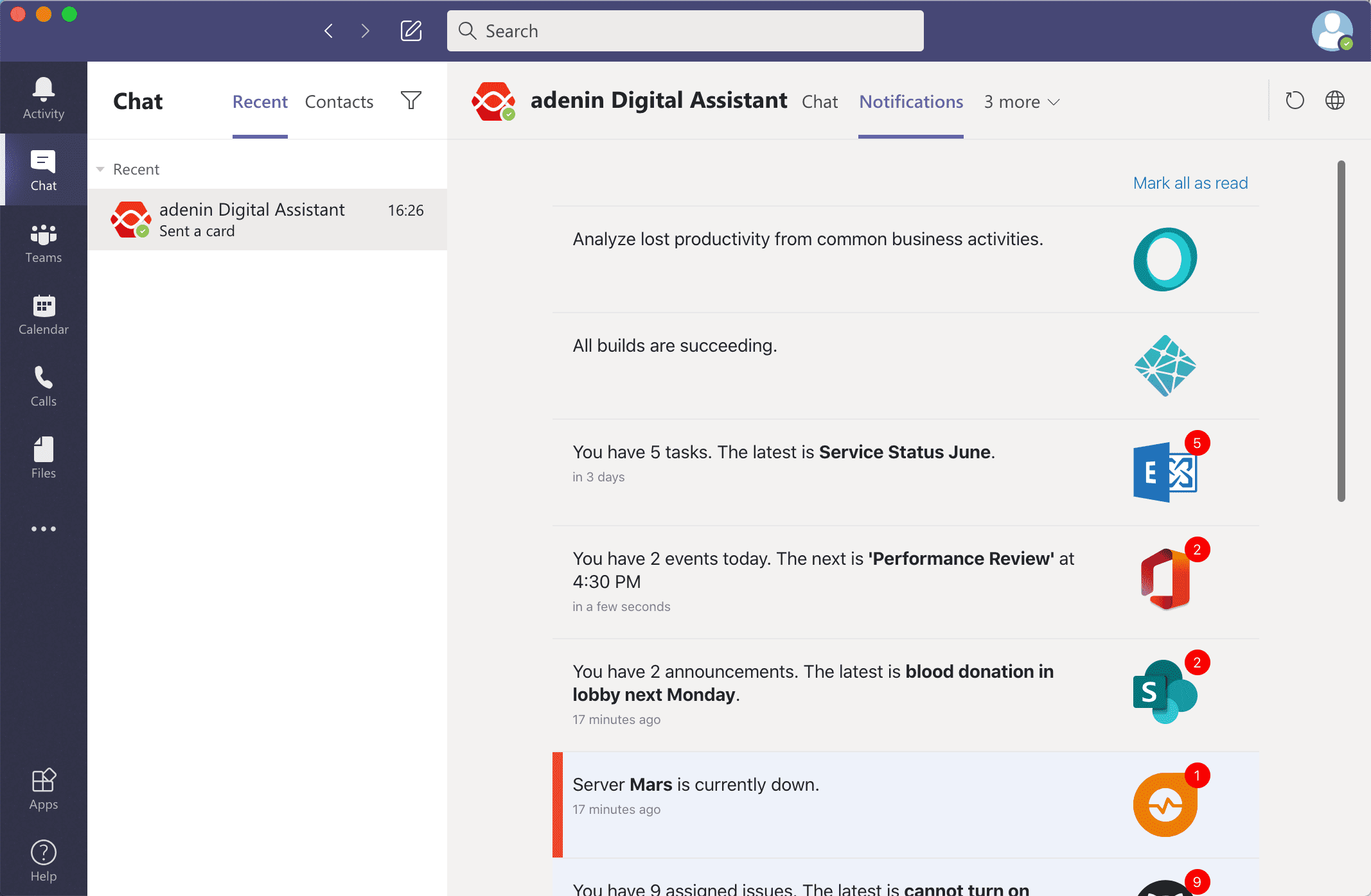 Notifications from business apps straight into MS Teams app