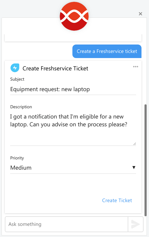 Creating a new ticket from the Assistant chat