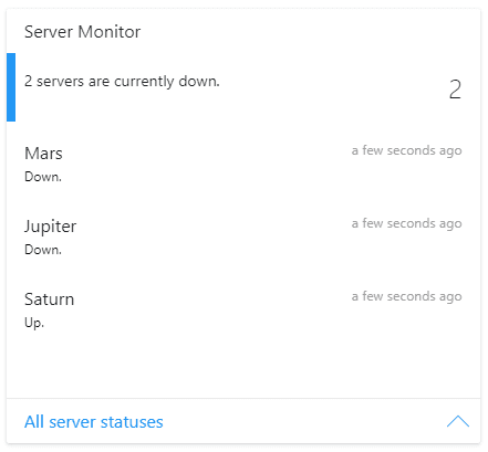 See the current status of web servers in a Card