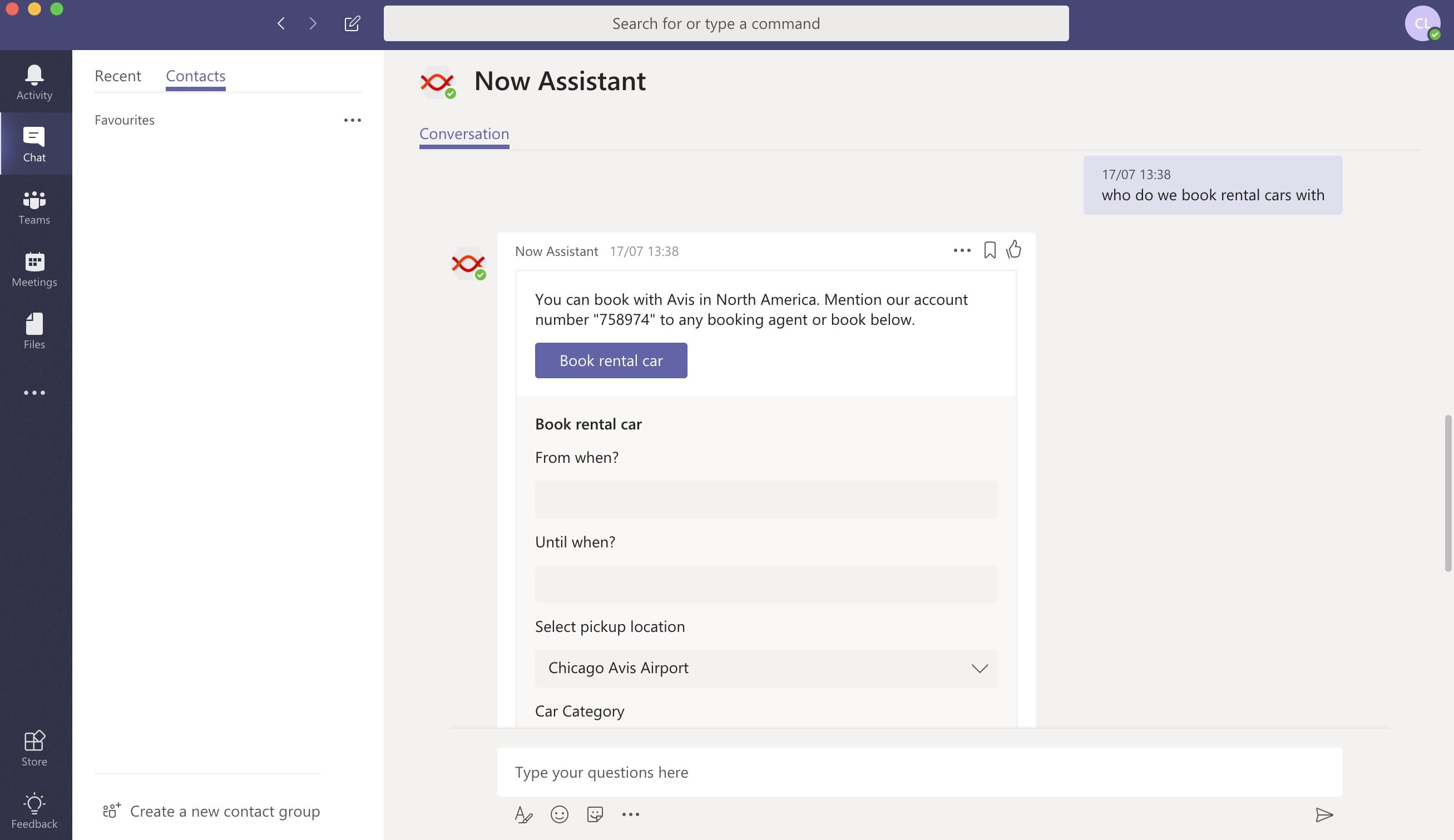 Microsoft Teams Adaptive Card Submission