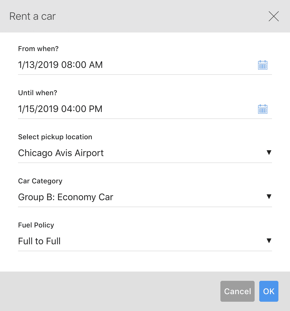 Rental car booking