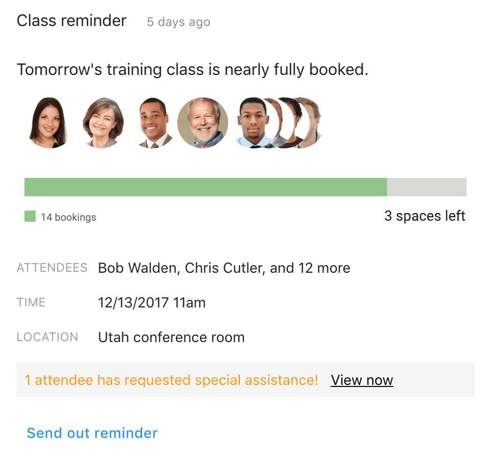 Class Reminder Card