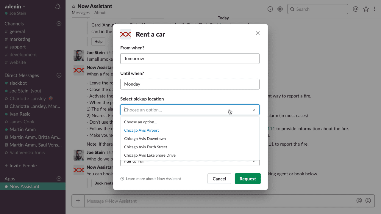 Slack Form Popup