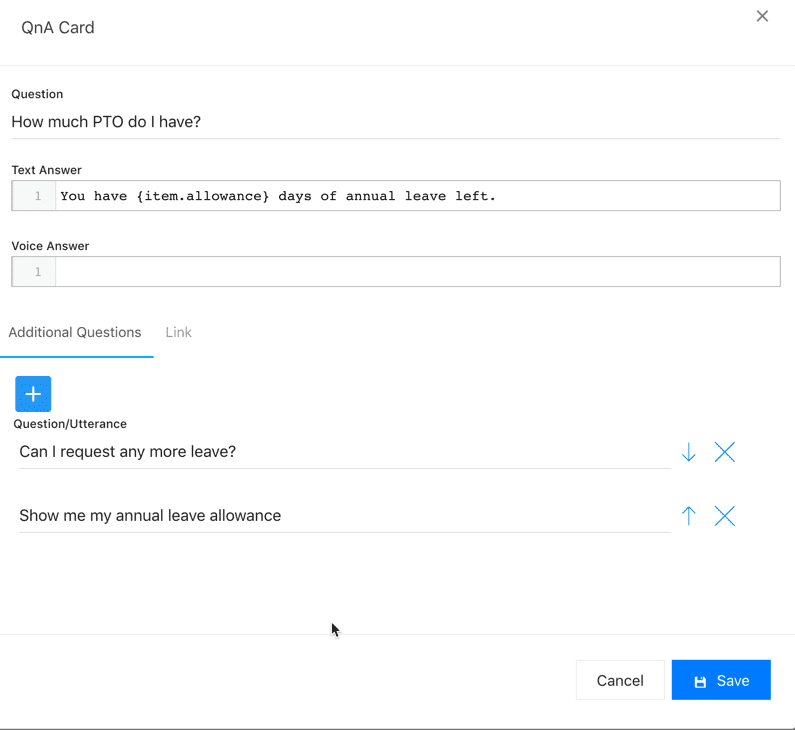 Creating a QnA Card in Digital Assistant