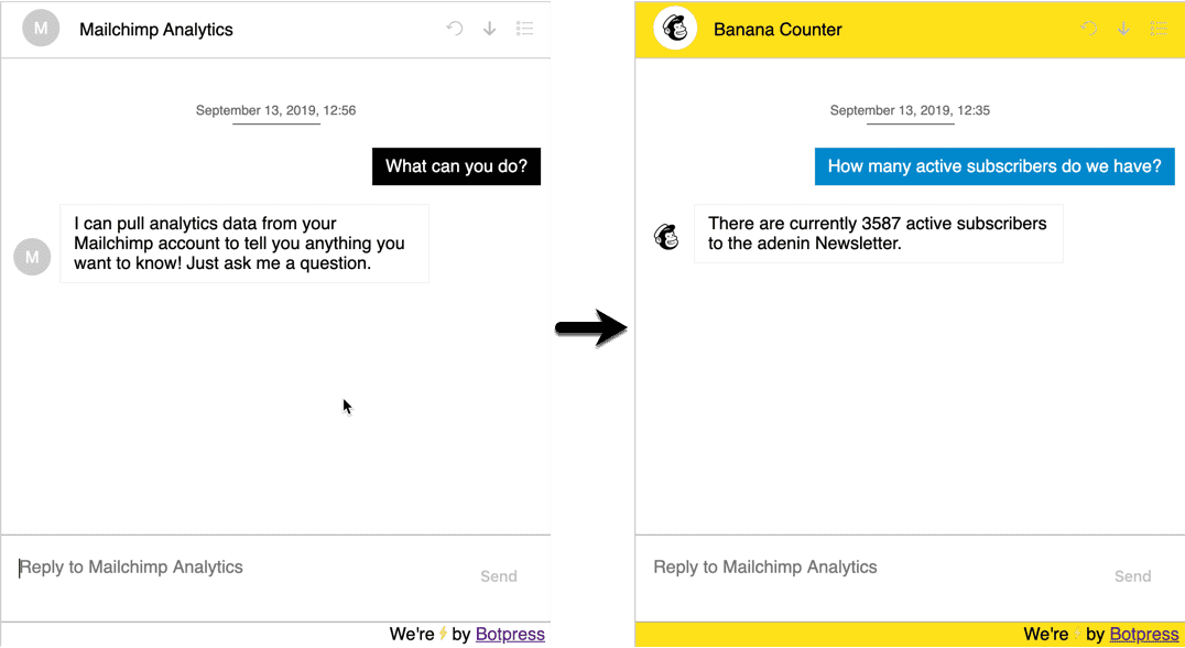 Example of white labelling the Botpress webchat module into company branding