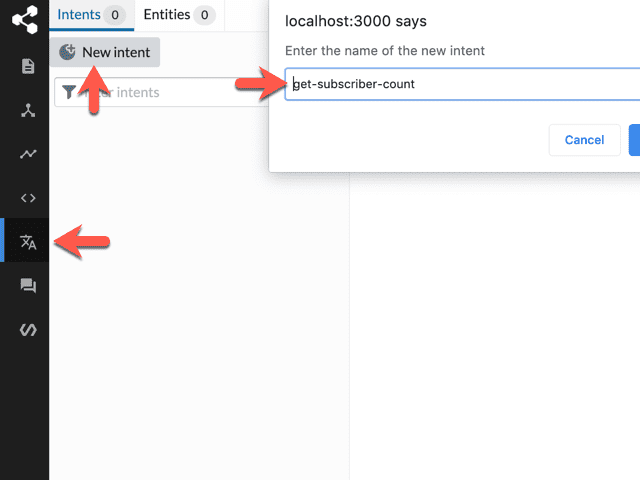 Creating a new Botpress intent