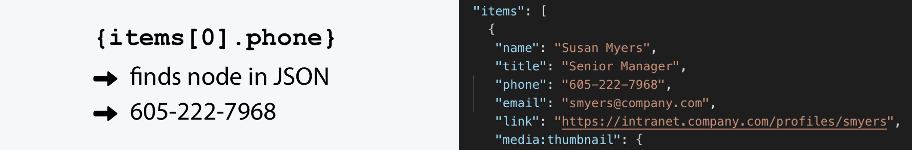 Example of the Adaptive Card templating system