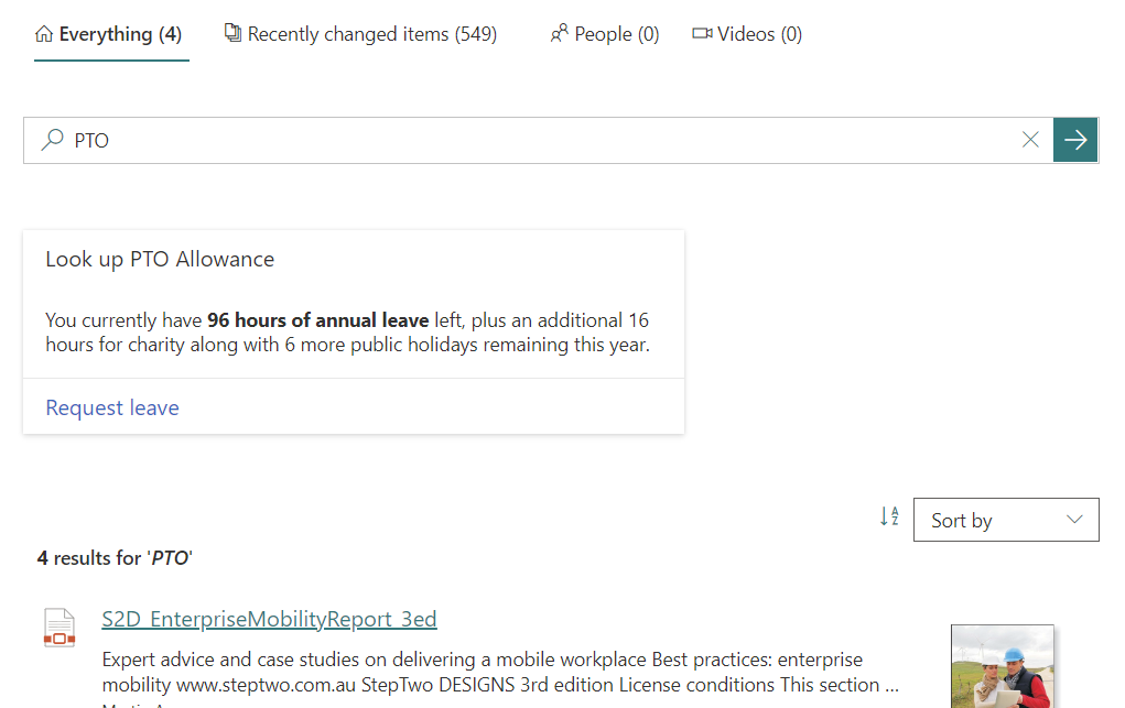 Digital Assistant Card in SharePoint search results