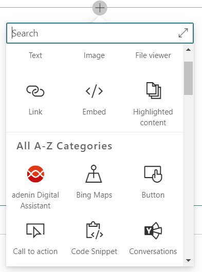 SharePoint web part picker
