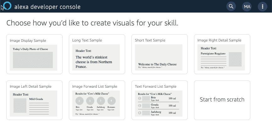 Visual response templates for Alexa skills