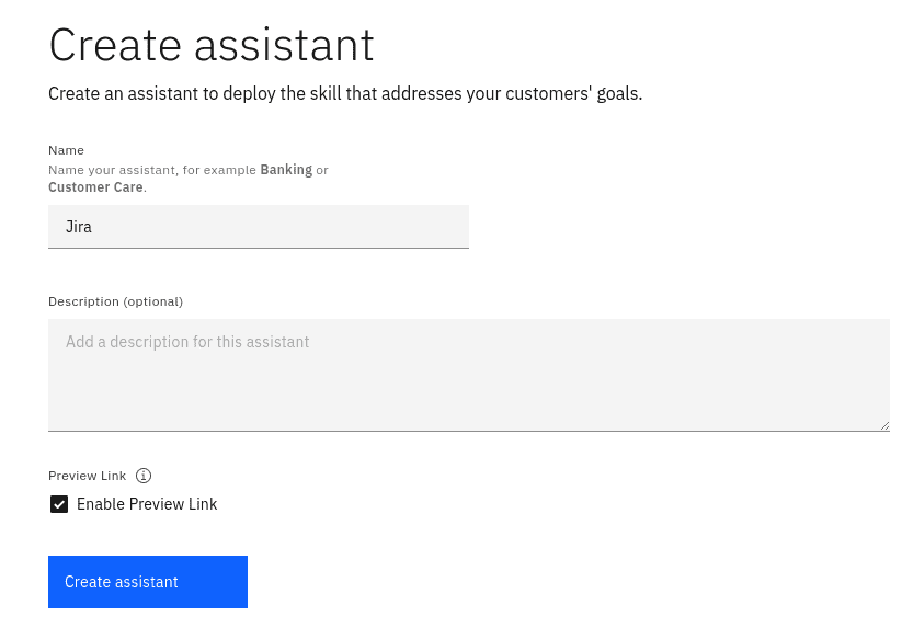 Create a new IBM Watson Assistant