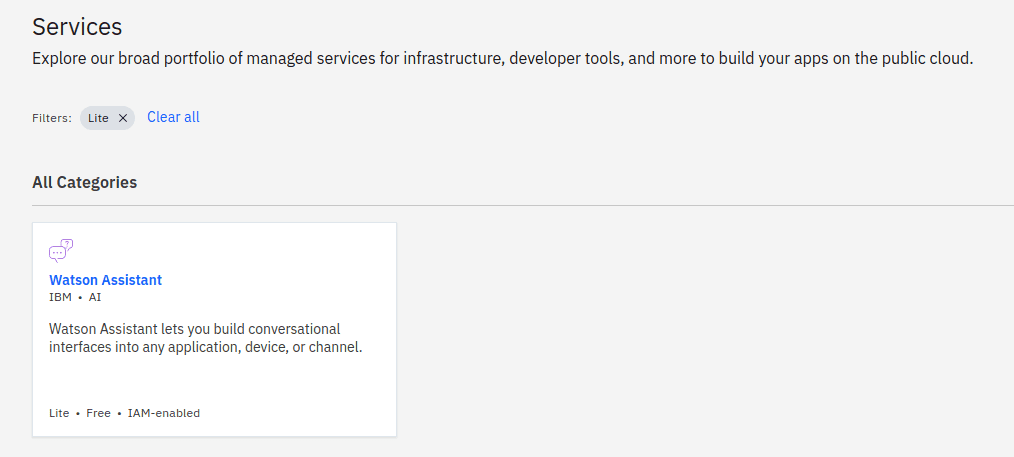 Create a new Watson Assistant from the IBM Cloud dashboard