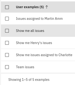 Adding examples to a new intent for a Jira integration in IBM Watson Assistant