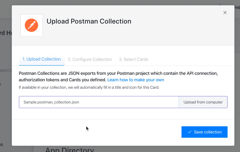 Upload Postman collections to Digital Assistant to create Cards easily