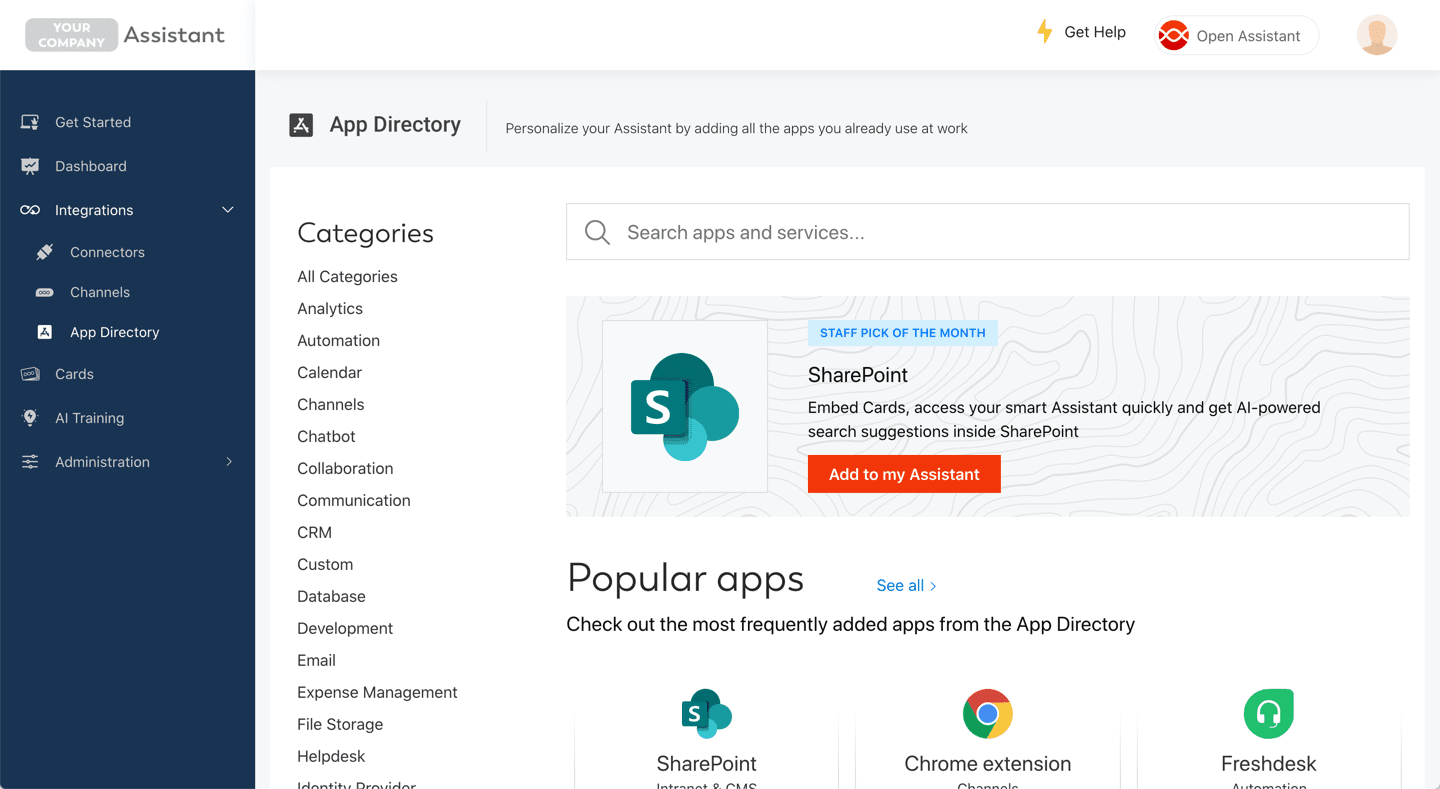 The new Digital Assistant App Directory