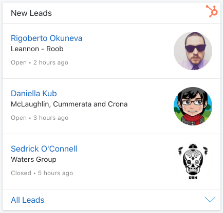 List of new contacts in Hubspot CRM