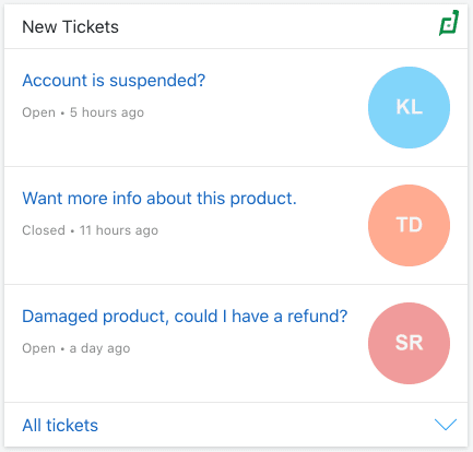 List of new Helpdesk tickets in Zoho Desk
