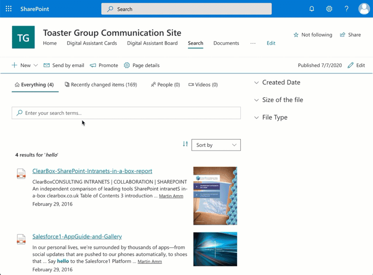 See results from connected business apps alongside regular SharePoint search results