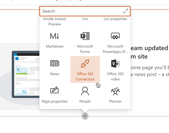 Office 365 Connectors web part in SharePoint lets you embed third party apps