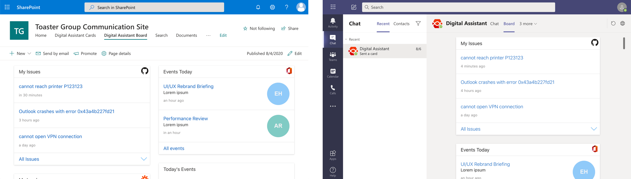 Digital Assistant Cards work in SharePoint, Microsoft Teams + in other collaboration tools