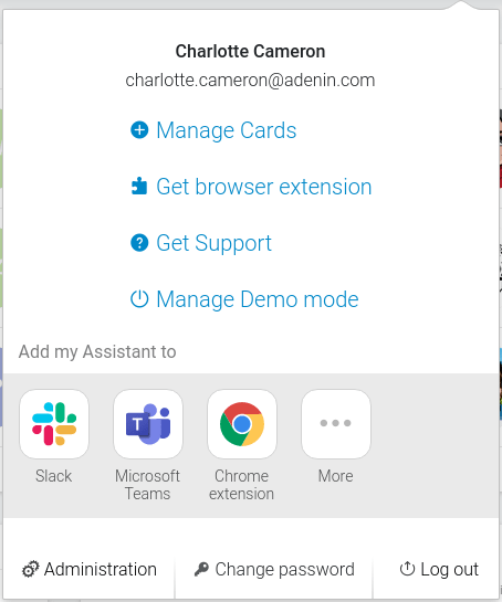 Digital Assistant interface showing new 'Add my Assistant to' buttons