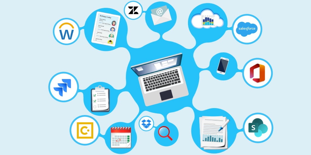 Illustration of app integrations for Digital Assistant