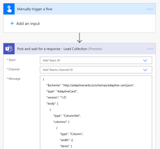 PowerAutomate Flow triggering an Adaptive Card to capture leads in a Microsoft Teams channel