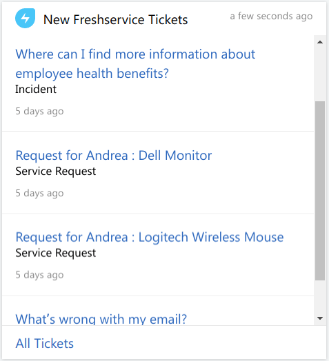 See a list of new Freshservice tickets assigned to you in your Board