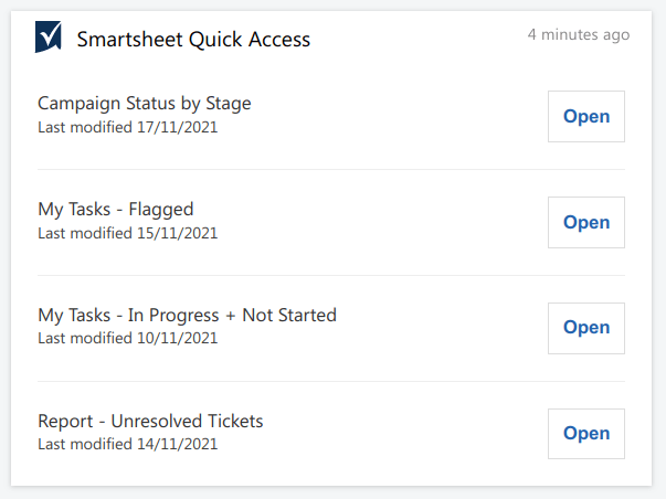Smartsheet Quick Access