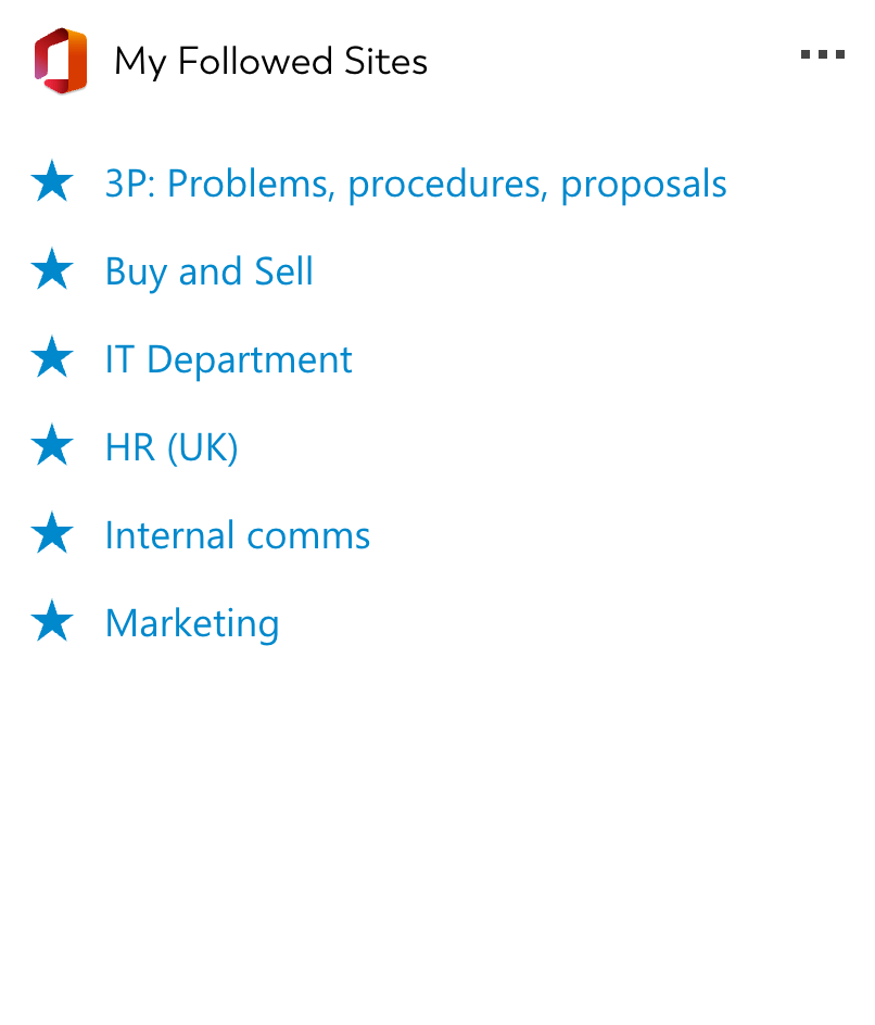My Followed SharePoint sites Adaptive Card
