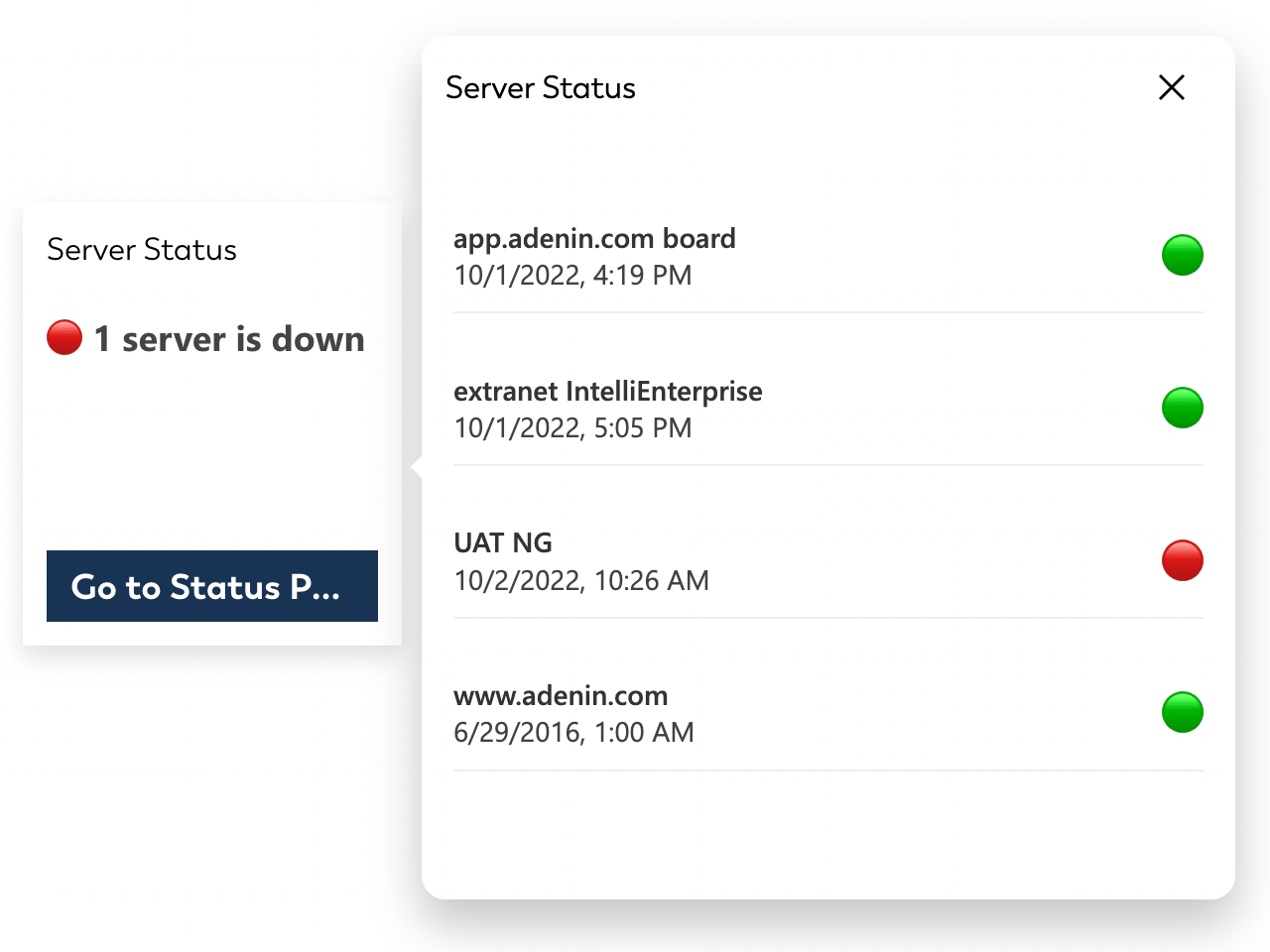 Get a list of your server and site statuses from UptimeRobot