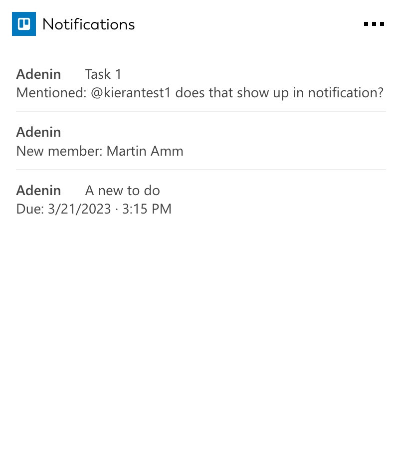 Receive Trello notifications as a convenient list on your dashboard